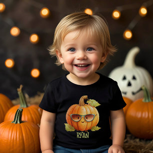 T-shirt Pour Les Tous Petits Citrouille Éffrayant personnalisé Couleur d'eau do