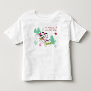 T-shirt Pour Les Tous Petits Classic Mickey and Minnie   Snow Sledding