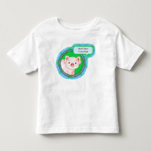 T-shirt Pour Les Tous Petits Cochon de ferme en vichy bleu vert avec caillé