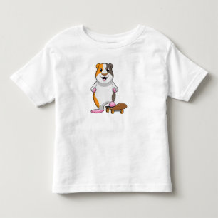 T-shirt Pour Les Tous Petits Cochon de Guinée en patinage avec skateboard