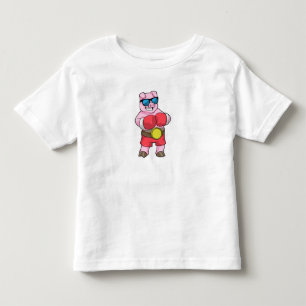 T-shirt Pour Les Tous Petits Cochon en boîte avec gants de boxe