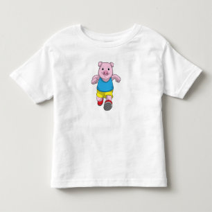 T-shirt Pour Les Tous Petits Cochon en tant que coureur à l'exécution