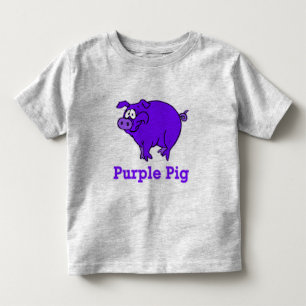 T-shirt Pour Les Tous Petits Cochon pourpre sur le vêtement, les grenouilles,