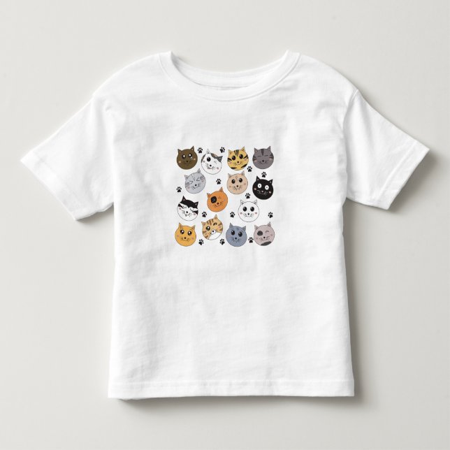 T-shirt Pour Les Tous Petits Coloré Cute Funny Chats & Motif Paw (Devant)