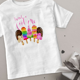 T-shirt Pour Les Tous Petits Cool One Girls 1st Birthday Popsicle