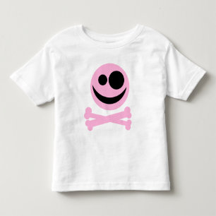 T-shirt Pour Les Tous Petits Crâne et os croisés. Rose et noir