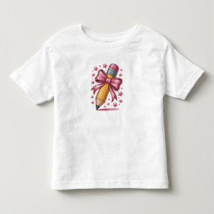 T-shirt Pour Les Tous Petits Crayon Coquette Arc Remerciement Enseignant École