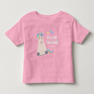T-shirt Pour Les Tous Petits Croire en Unicorns Magical Pink Monogrammed Girl
