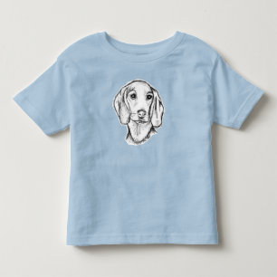 T-shirt Pour Les Tous Petits croquis de teckel dessiné à la main en noir et bla