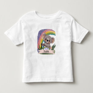 T-shirt Pour Les Tous Petits Cute Baby Koala Rainbow Nom personnalisé