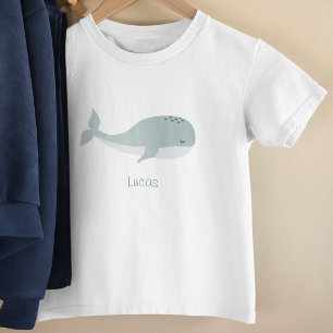 T-shirt Pour Les Tous Petits Cute Blue Whale with Personalized Name