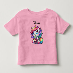 T-shirt Pour Les Tous Petits Cute Kawaii Unicorne avec thé bulle Personnalisé