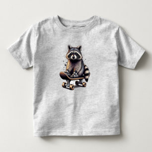 T-shirt Pour Les Tous Petits Cute Skateboard Raccoon Amusant Animal Nature Art