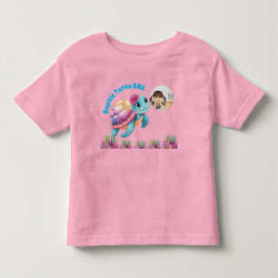 T-shirt Pour Les Tous Petits Cute Whimsical Floral Tortue photo Anniversaire