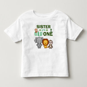 T-shirt Pour Les Tous Petits Cute Wild One Jungle Safari Animal Sister Zoo