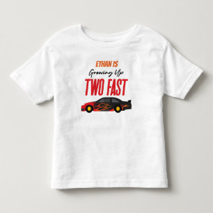 T-shirt Pour Les Tous Petits Deux Fast Red Flame Race Car 2e fête d'anniversair