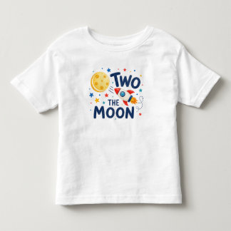 T-shirt Pour Les Tous Petits Deux pour la Lune 2e Anniversaire Fusée Espace Mig