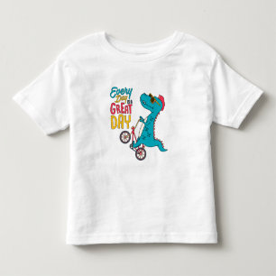 T-shirt Pour Les Tous Petits Dinosaure cool à vélo ; Grand Jour