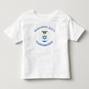 T-shirt Pour Les Tous Petits Drapeau israélien d'ange de Hanukkah bleu personna