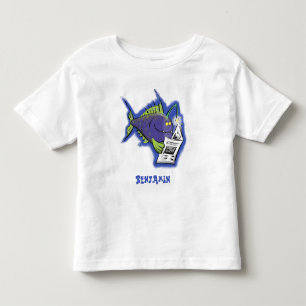 T-shirt Pour Les Tous Petits Drôle caricature de poisson de pêcheur