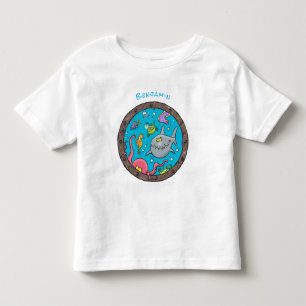 T-shirt Pour Les Tous Petits Drôle des créatures marines sous l'eau dessin anim