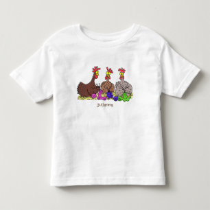 T-shirt Pour Les Tous Petits Drôle dessin animé de poulets de tricot