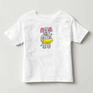T-shirt Pour Les Tous Petits Eléphant à nager avec Lifebuoy