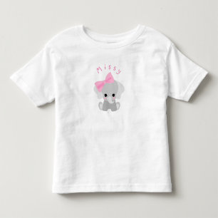 T-shirt Pour Les Tous Petits Éléphant Avec Nœud Rose Personnalisé