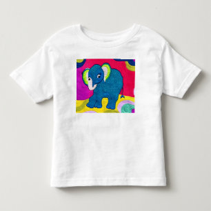 T-shirt Pour Les Tous Petits Eléphant Bébé Bleu Cute - Design Quilt