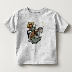 T-shirt Pour Les Tous Petits Enfant cow-boy occidental vintage sur un cheval av