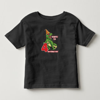 T-shirt Pour Les Tous Petits Enfants 4 ans dinosaures anniversaire 4e fête Garç