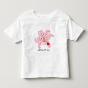 T-shirt Pour Les Tous Petits Enfants Cute aquarelle ladybug sur Lys Rose Flower