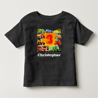 T-shirt Pour Les Tous Petits Enfants Nom personnalisé Construction Camion 3e an