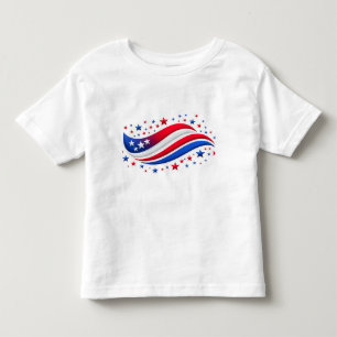 T-shirt Pour Les Tous Petits Étoiles et vagues rouges, blanches et bleues – Mai