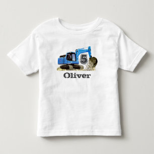 T-shirt Pour Les Tous Petits Excavateur Blue Digger 5th Birthday Custom Boy