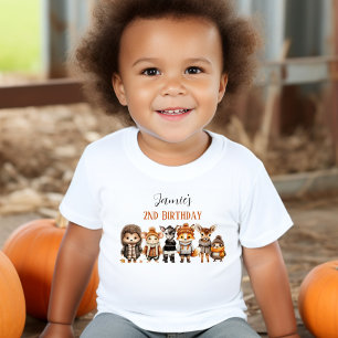T-shirt Pour Les Tous Petits Fall Friends Cute Forest Animaux 2e anniversaire N