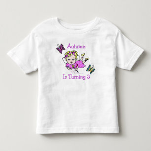 T-shirt Pour Les Tous Petits Fée d'anniversaire et papillons Âge et nom