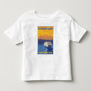 T-shirt Pour Les Tous Petits Ferry et montagnes - île de Bainbridge, WA