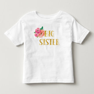 T-shirt Pour Les Tous Petits Feuille d'or florale de chemise de grande soeur