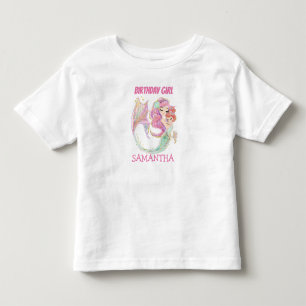 T-shirt Pour Les Tous Petits Fille d'anniversaire de sirène blanche sous la mer