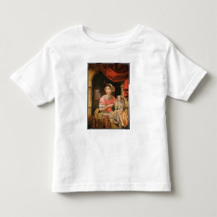 T-shirt Pour Les Tous Petits Fille tenant une poupée dans un intérieur