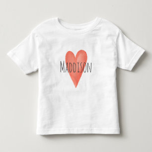T-shirt Pour Les Tous Petits Filles mignonne Fille Rose Aquarelle Coeur