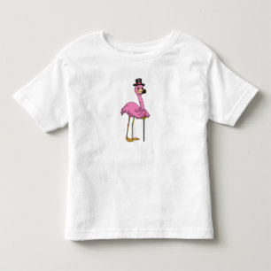T-shirt Pour Les Tous Petits Flamingo as Pensioner with Walking stick