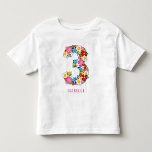 T-shirt Pour Les Tous Petits Fleurs de printemps Jardin Fille rose 3e fête d'an