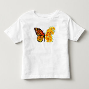 T-shirt Pour Les Tous Petits Flower Butterfly with Yellow California Poppy