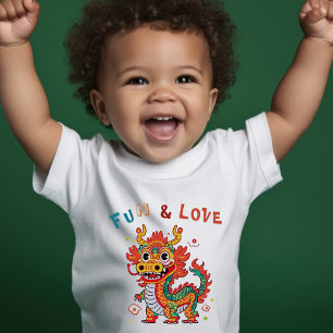 T-shirt Pour Les Tous Petits Fun Carton Dragon Chinois Nouvel An Fu Kids Cadeau