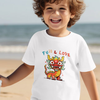 T-shirt Pour Les Tous Petits Fun Carton Dragon Chinois Nouvel An Fu Kids Don à