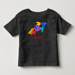 T-shirt Pour Les Tous Petits Fusée Aquarelle Arc-en-Ciel Espace Enfants