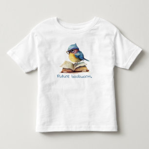 T-shirt Pour Les Tous Petits Futur ver de livre Blue Bird Reading Baby