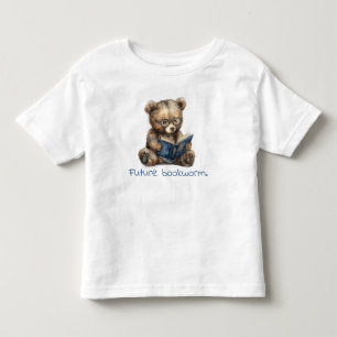 T-shirt Pour Les Tous Petits Futur ver de livre Lecture d'ours Bébé